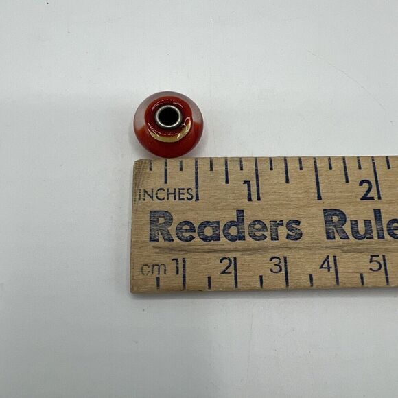 Trollbeads 925 Glass Red & Gold Single Bead Charm - Picture 6 of 7
